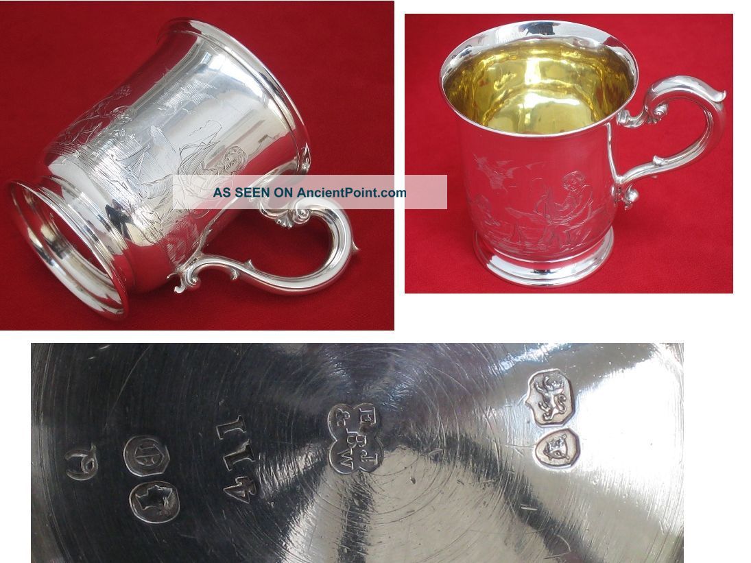 Early Victorian 1849 Sterling Silver English Tankard,  John & William Barnard. Other photo