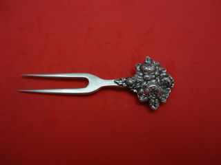 Shiebler Sterling Silver Corn Holder Flowered Handle Repousse Art Silver photo