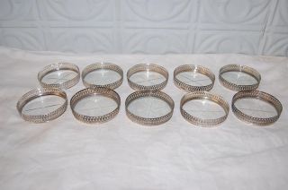 Antique Matthews Set 10 Sterling And Cut Crystal Drink Coasters 5 Ounces Scrap photo
