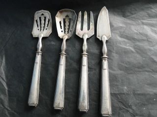 4 French Serving Pieces Made In Sterling Silver 950 Made C.  1900 photo