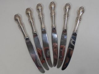 Northumbria Silver Cello Sterling Set Of 6 Modern Hollow Knives photo