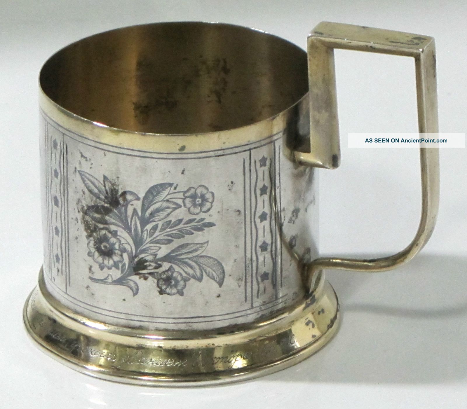 Rare Antique Russian Silver Niello Cup Glass Holder Other photo