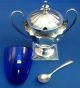 Wonderful Sterling Handled Mustard Pot With Cobalt Liner And Spoon Other photo 3