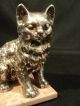 Adorable Vintage Sterling Silver Cat / Kitten Figurine On Pink 