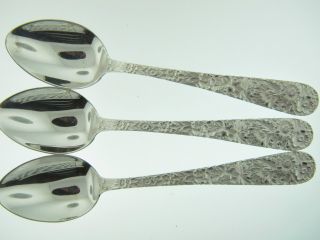 3 Antique Repousse Parfait Spoons 5 7/8  Sterling 89 Grams By S.  Kirk & Son photo