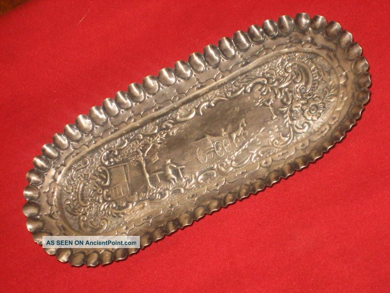 Antique Sterling Silver Repousse Tray 19 C Dutch Other photo
