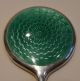 Miniature Sterling Silver Hand Mirror - Chatelaine - Green Guilloche Enamel Other photo 2