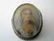 A Sterling Silver Frame Portrait Painting Faux Ivory Brooch Pendant Pin Ca1900s Other photo 1