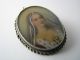 A Sterling Silver Frame Portrait Painting Faux Ivory Brooch Pendant Pin Ca1900s Other photo 2