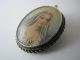 A Sterling Silver Frame Portrait Painting Faux Ivory Brooch Pendant Pin Ca1900s Other photo 4