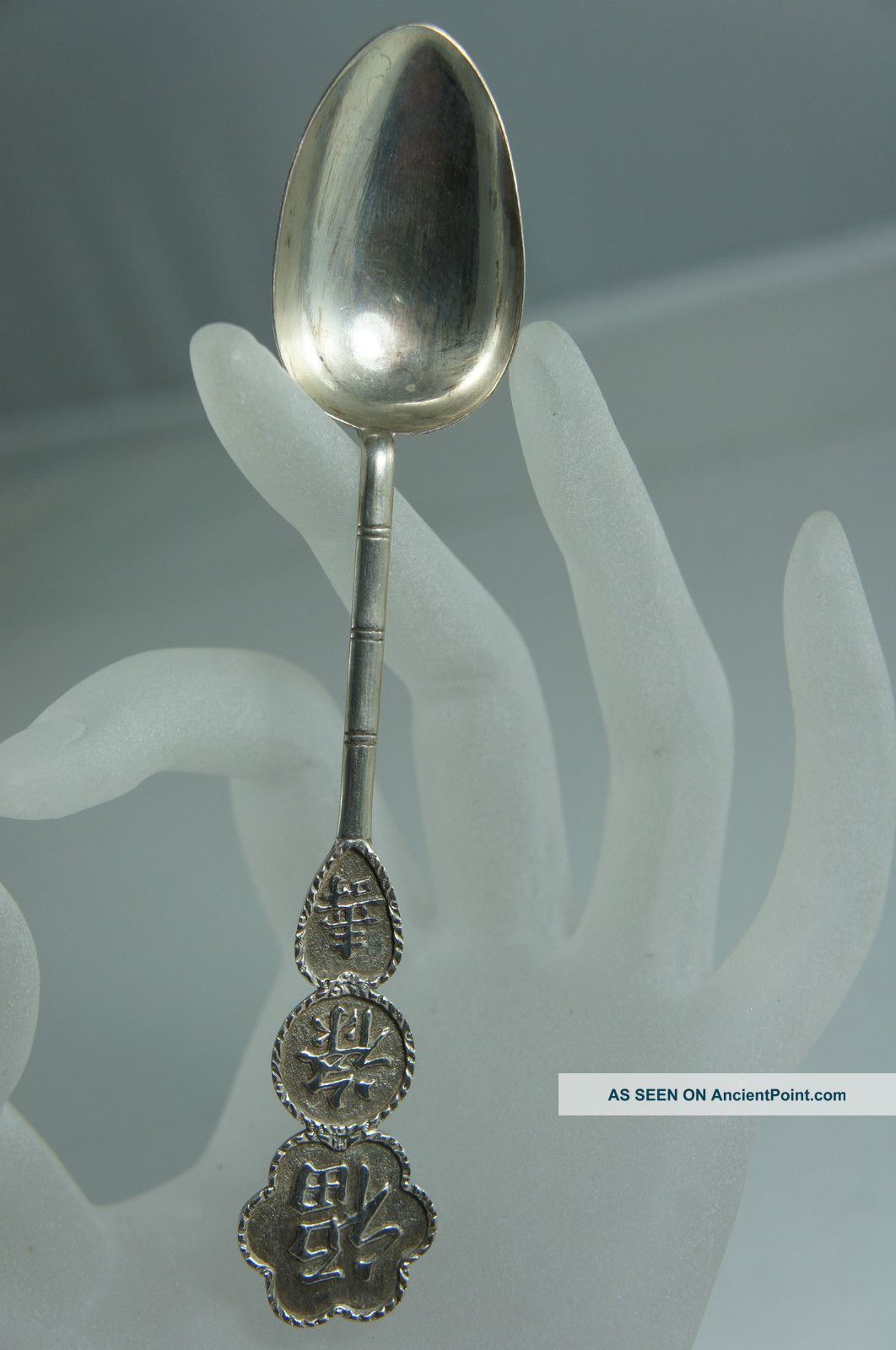 Vintage Chinese Sterling Silver Spoon Characters Signed Other photo