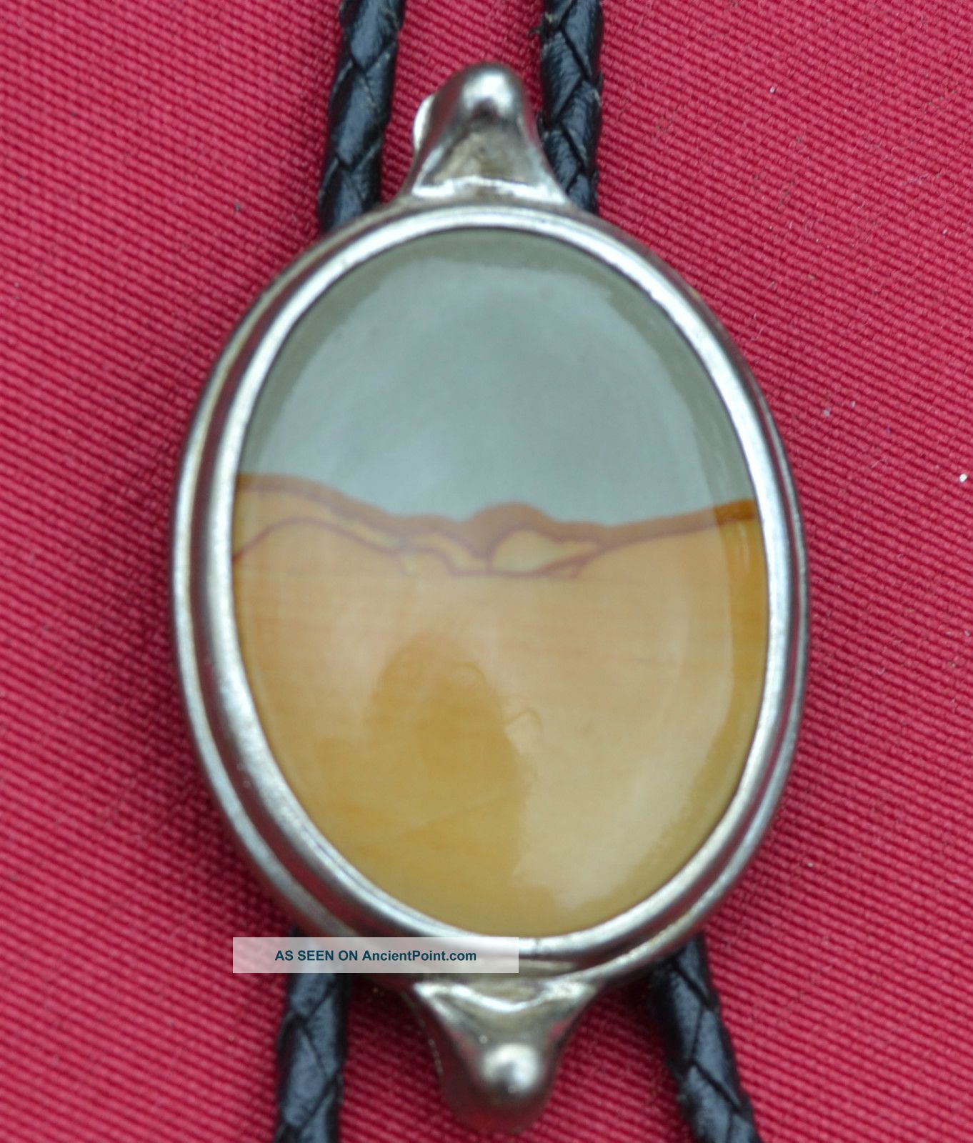 Bola/bolo - Desert Landscape Agate On Black Leather Cord - 36 Inches Other photo