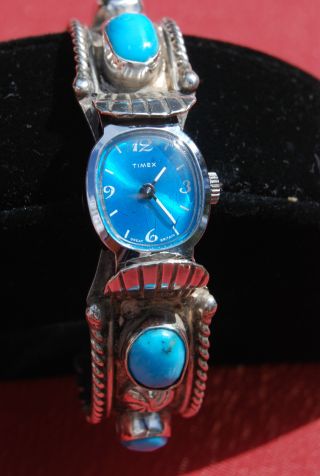 Sterling Womans Watch - Quartz - Turquoise Dial With Lovely Pastel Stones photo