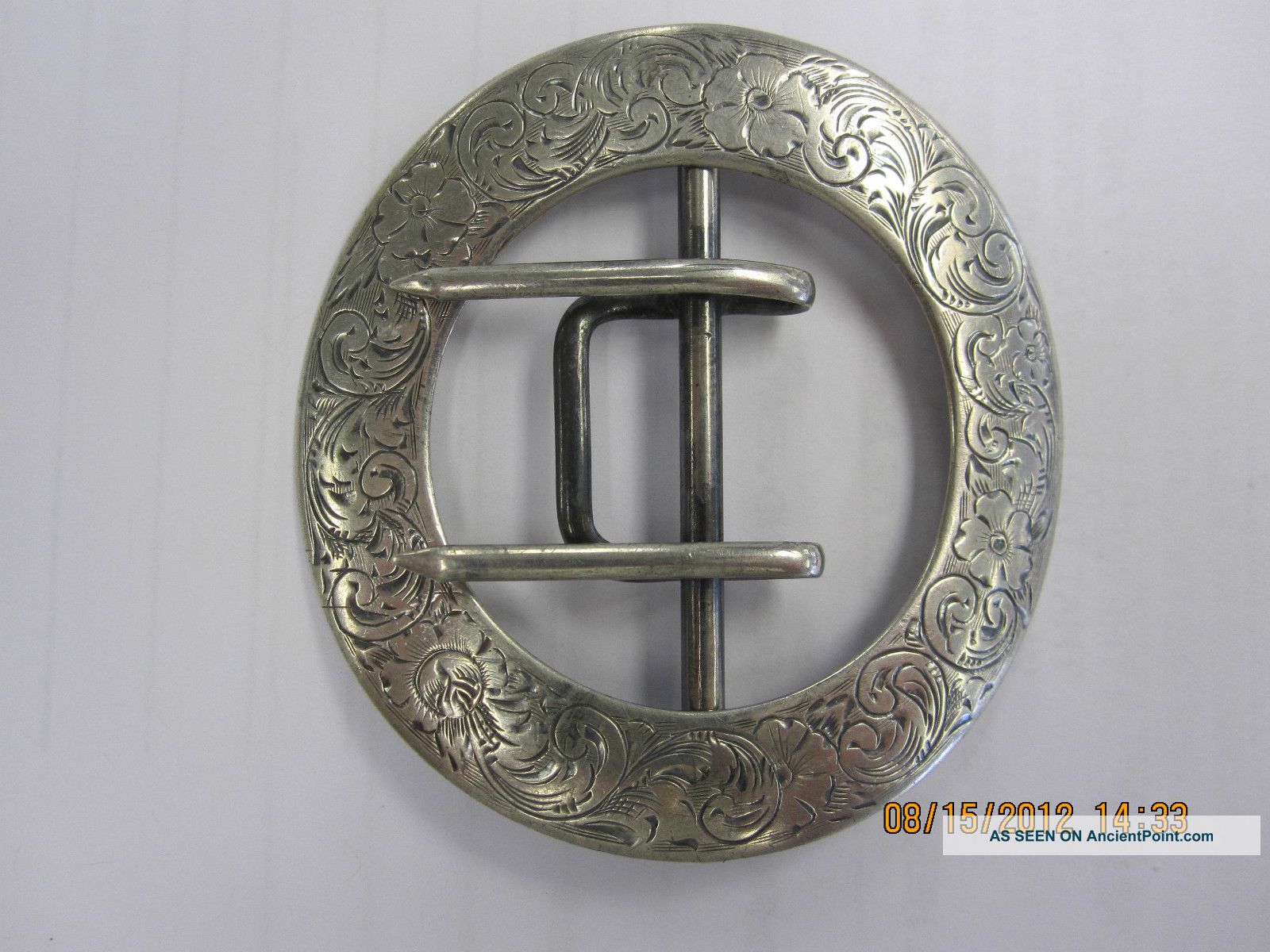 Sterling Antique Engraved Belt Buckle By Kerr Silversmiths Unique Other photo