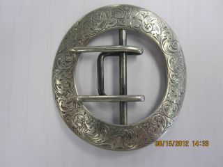 Sterling Antique Engraved Belt Buckle By Kerr Silversmiths Unique photo