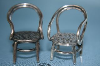 Sterling Solid Silver Pair Of Miniature Bentwood Chairs Hm 925 photo