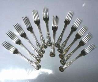 Set Of 12 Antique Silver Kings Pattern Dinner Forks 1830 William Chawner photo