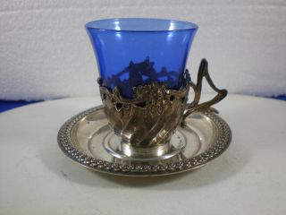 French American Sterling Demitasse Cup Cobalt Liner photo