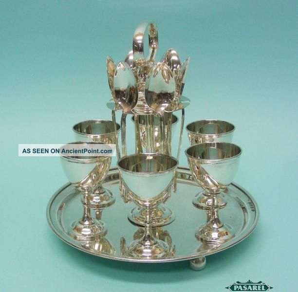 Sterling Silver Egg Cups Breakfast Cruet Set Myatt & Co Birmingham England 1913 Other photo