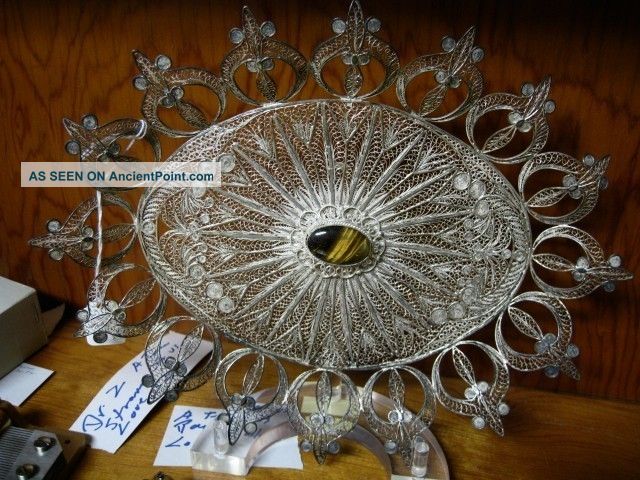Vintage Silver Filigree Piece With Tigers Eye Other photo