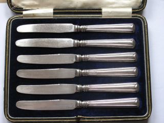 Allen & Darwin Art Deco Silver Table Knife Set,  Sheffield 1911,  Case photo