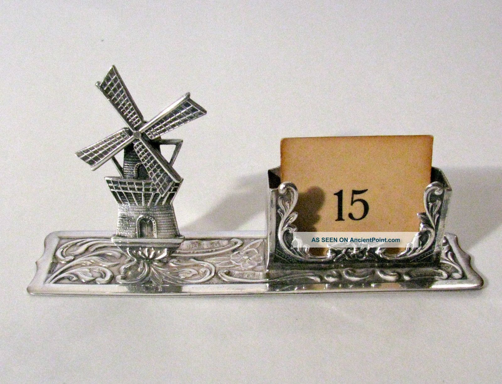 Unusual Continental Silver Figural Windmill Perpetual Calendar Other photo