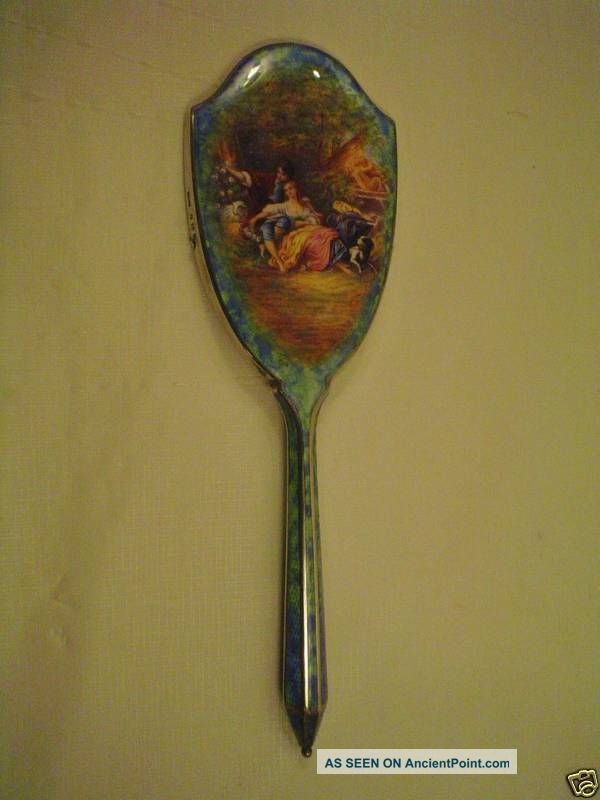 Stunning English Sterling & Enameled Hand Mirror C.  1928 Other photo