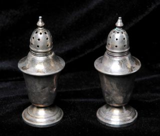 Vintage Frank Whiting Sterling Silver Reenforced Salt Pepper Shakers photo