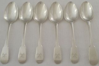 Six (5 + 1) Georgian Silver Fiddle Pattern Dessert Spoons 5x1822,  1x1835london photo