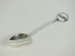 Antique Early Victorian Silver & Enamel Baby Spoon photo