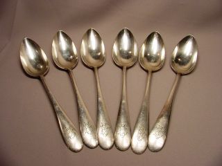 Six Large Antique Austrian Silver Spoons 12 - 1/2 Troy Oz ' S photo