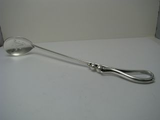 A Danish Solid Sterling Silver Olive Spoon Strainer Ladle Server Denmark Ca1940s photo