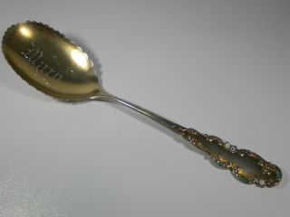 Antique Blackington Gilded Sterlign Enameled Sugar Spoon Mary photo