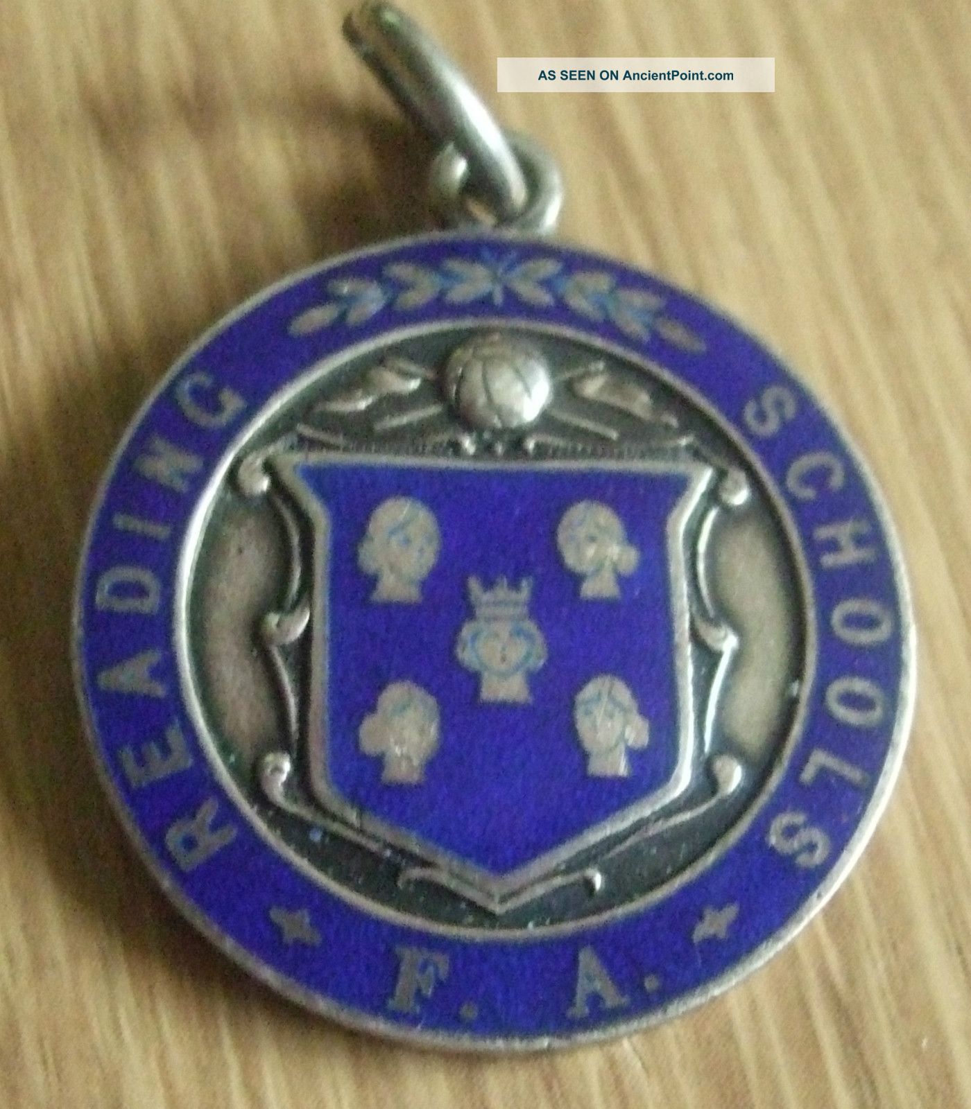 1920 Reading Schools Football Association Solid Silver & Enamel Fob Medal Other photo