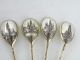 6 X Russian Silver Spoons,  Niello Cathedrals C1900 Gilded Other photo 4