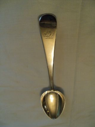 Fabulous Georgian Period Sterling Silver Stuffing Spoon W/ Engraved Lion photo