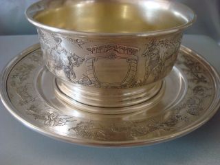 Kerr Sterling Silver Noah ' S Ark Etched Baby Child Bowl & Plate 20+oz photo