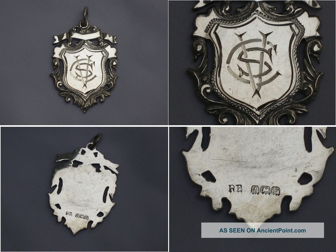 English 1929 Sterling Silver Crest Fob/pendant Birmingham Roaring 20’s. Other photo