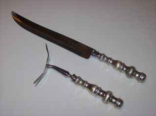 Sheffield 2 Pc.  Sterling Silver Carving Set - Knife & Fork photo