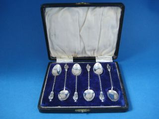 6 Antique Apostle Spoon Solid Silver Teaspoons 1900 Unpersonalised W.  H.  L Bhm photo