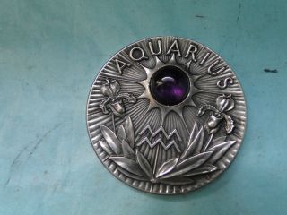 Aquarius Medal With Amethist Stone Sterling Silver Made By Anders Nyborg photo