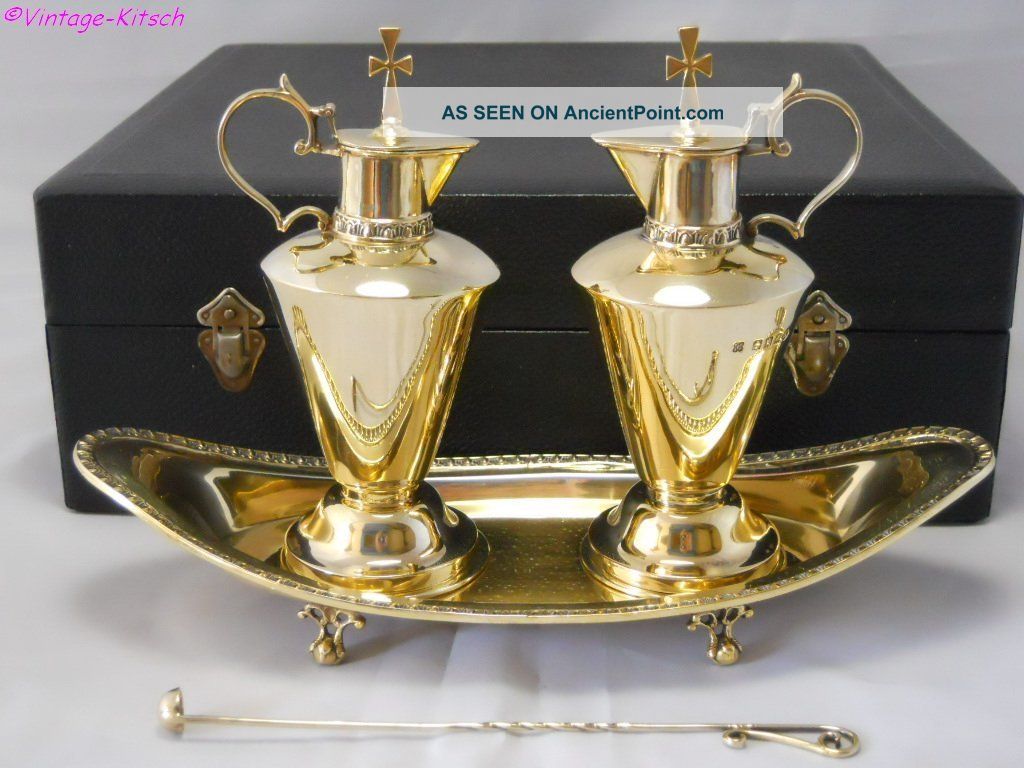 Fine Silver Gilt Church Cruet Set Cased Glasgow 1955 Other photo