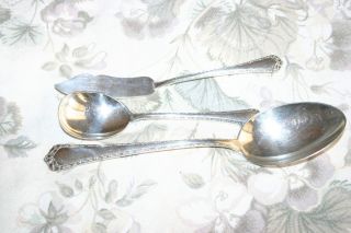 Lot 3 Easterling Rosemary Tablespoon Large Serving Sugar Butter Sterling Silver photo