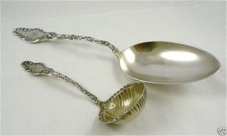 2 Antique Durgin Sterling Silver Serving Pieces 1891 photo
