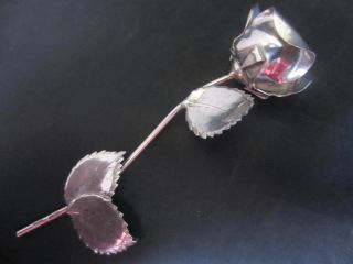 Solid Italian Silver Rose Branch Decoration photo