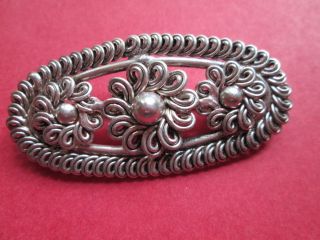 Antique/vintage Brooch Silver Tone Flowers photo
