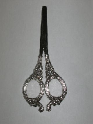 Antique/vintage Sterling Silver Grape Shears Berries & Leaves On Handles - 6 1/2 photo