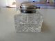 Awesome Large Antique Cut Crystal Ink Well Sterling? Other photo 1