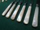 Antique Sterling Silver Tines & Blades Pearl Handle Forks & Knives Fruit 12pcs United Kingdom photo 6