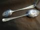 Antique Pair Berry Spoons Chased Sterling Silver Made In London 1783 - Other photo 1